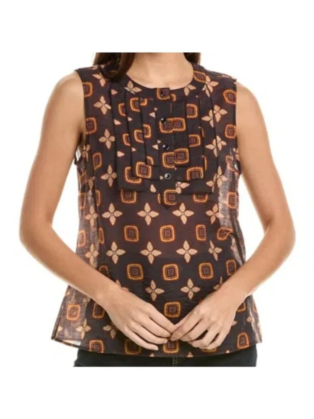 CABI Louis Sleeveless Blouse Caramel & Brown Sugar (Brown) Sz M #4558 NWOT